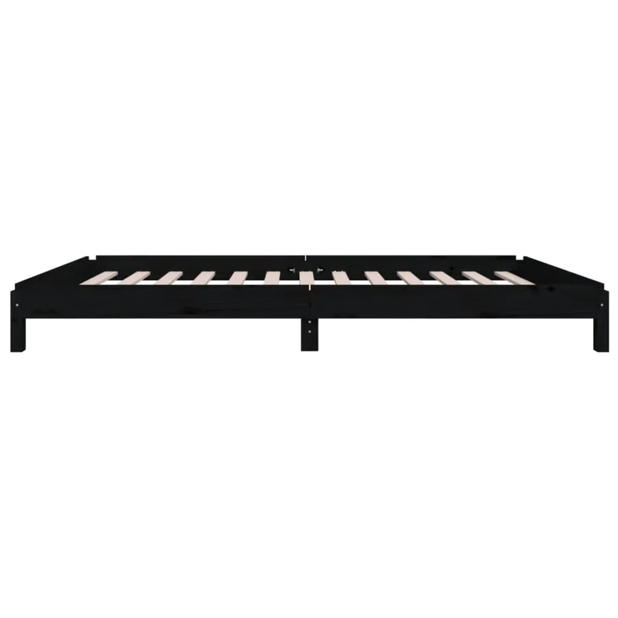 Lit empilable sans matelas noir 75x190 cm bois de pin massif - 9