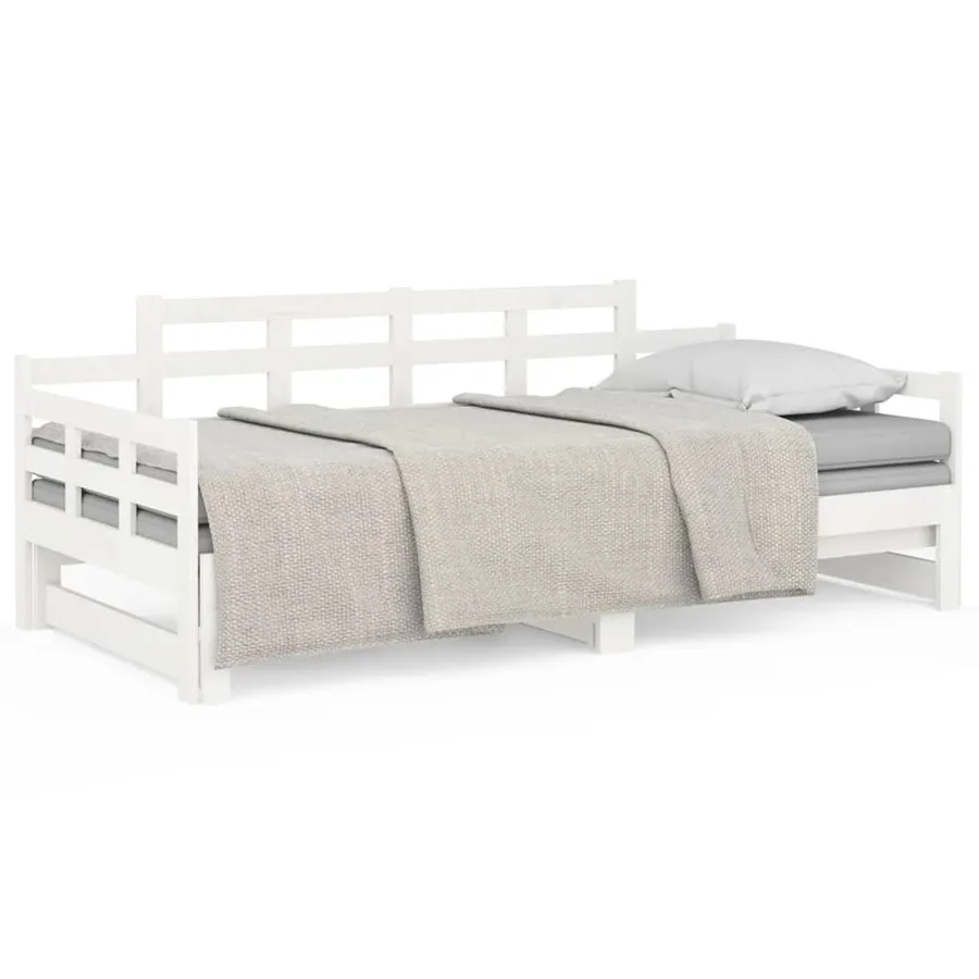 Lit coulissant sans matelas blanc 2x(90x200) cm - 2