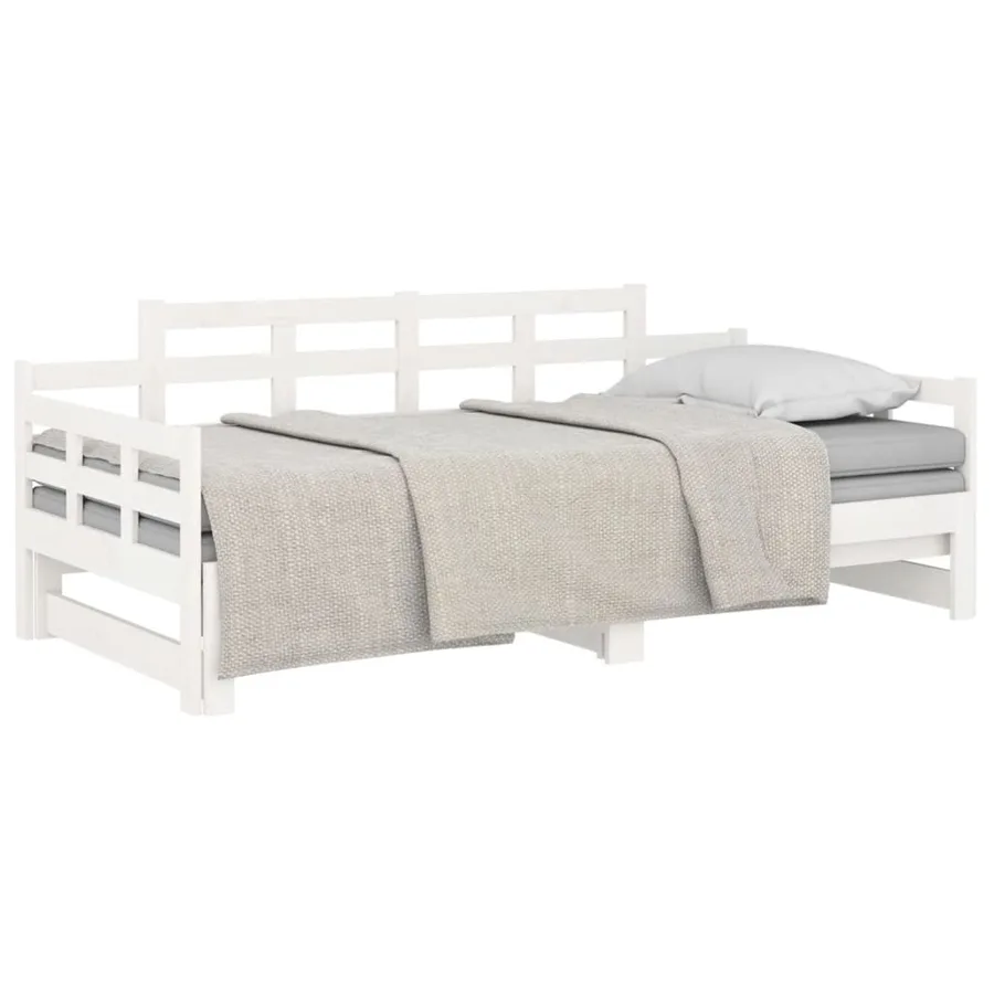 Lit coulissant sans matelas blanc 2x(90x200) cm - 3