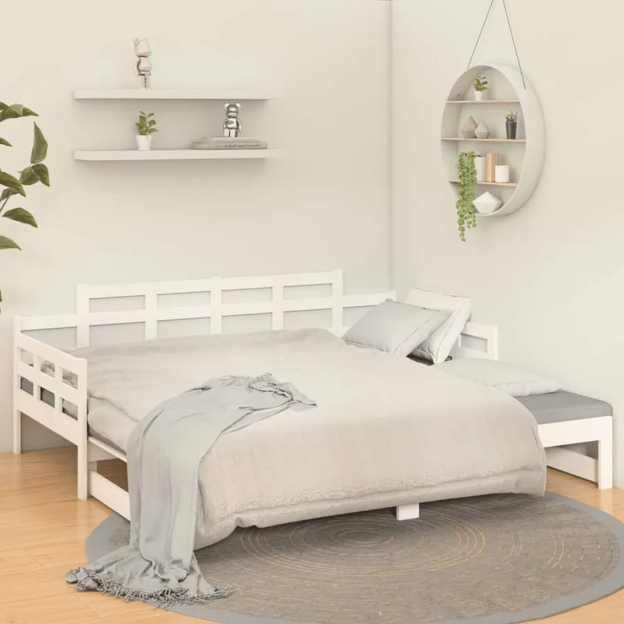 Lit coulissant sans matelas blanc 2x(90x200) cm - 4