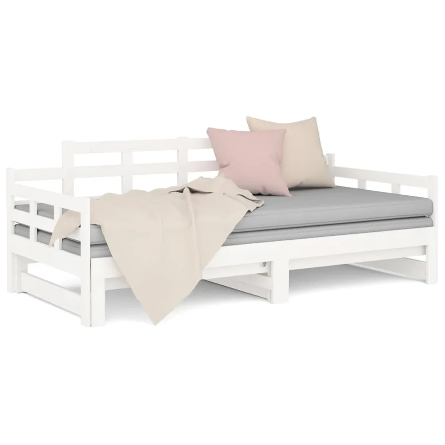 Lit coulissant sans matelas blanc 2x(90x200) cm - 5