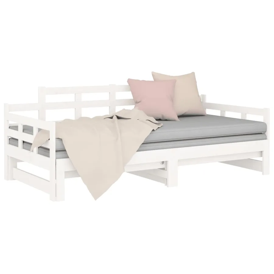 Lit coulissant sans matelas blanc 2x(90x200) cm - 6