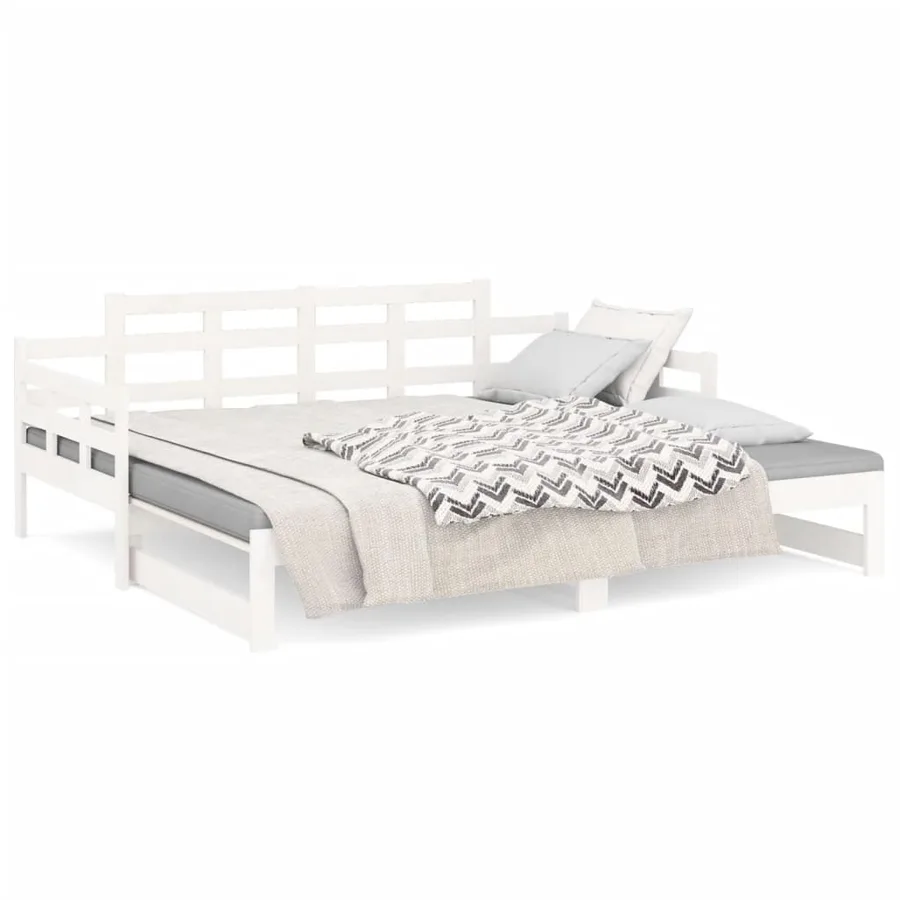 Lit coulissant sans matelas blanc 2x(90x200) cm - 7