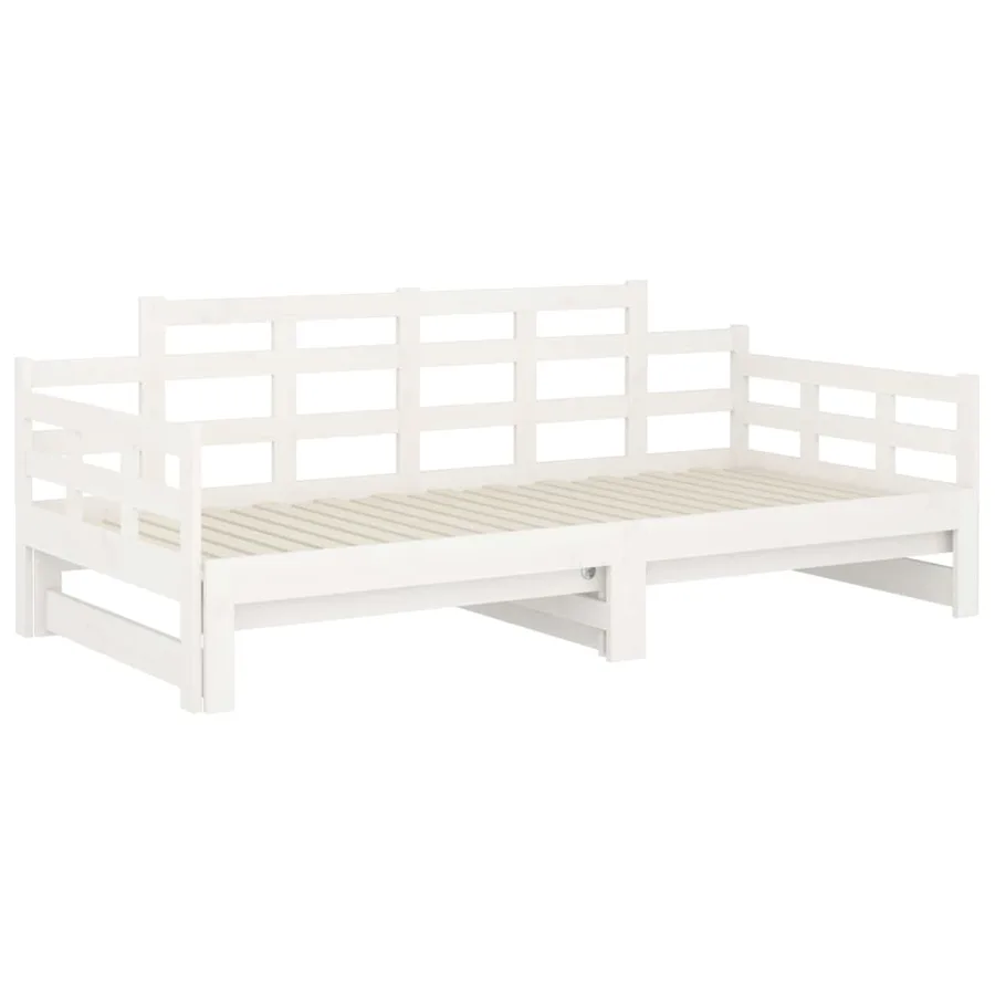 Lit coulissant sans matelas blanc 2x(90x200) cm - 8
