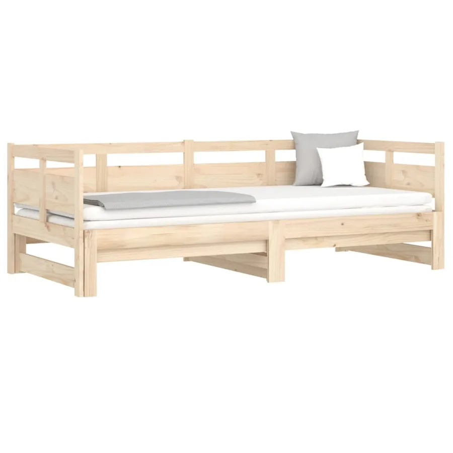Lit coulissant sans matelas bois de pin solide 2x(80x200) cm - 3