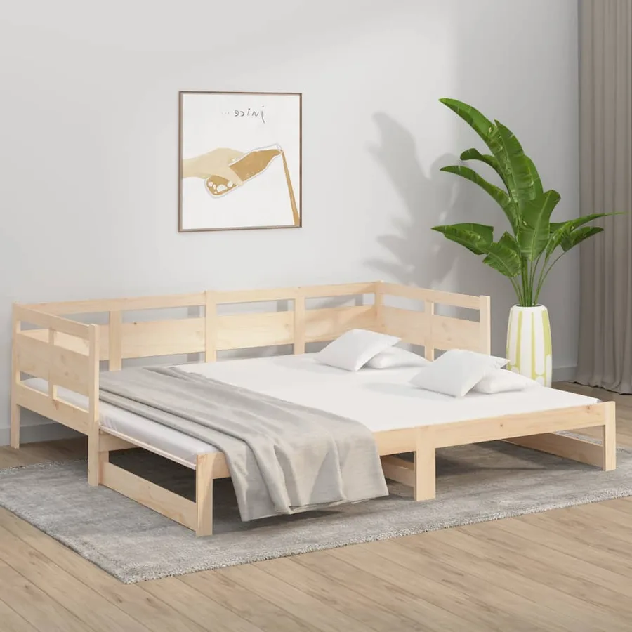 Lit coulissant sans matelas bois de pin solide 2x(80x200) cm - 4