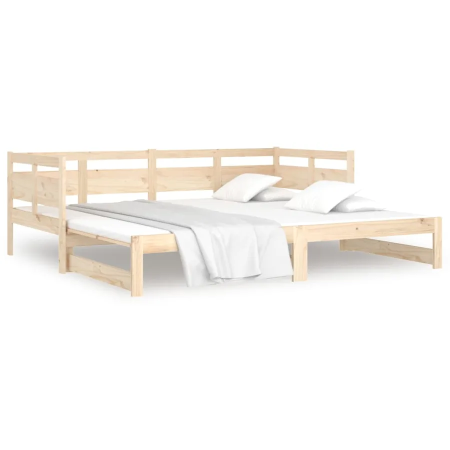 Lit coulissant sans matelas bois de pin solide 2x(80x200) cm - 5