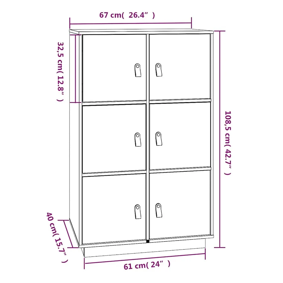Buffet haut Marron miel 67x40x108,5 cm Bois massif de pin - 11