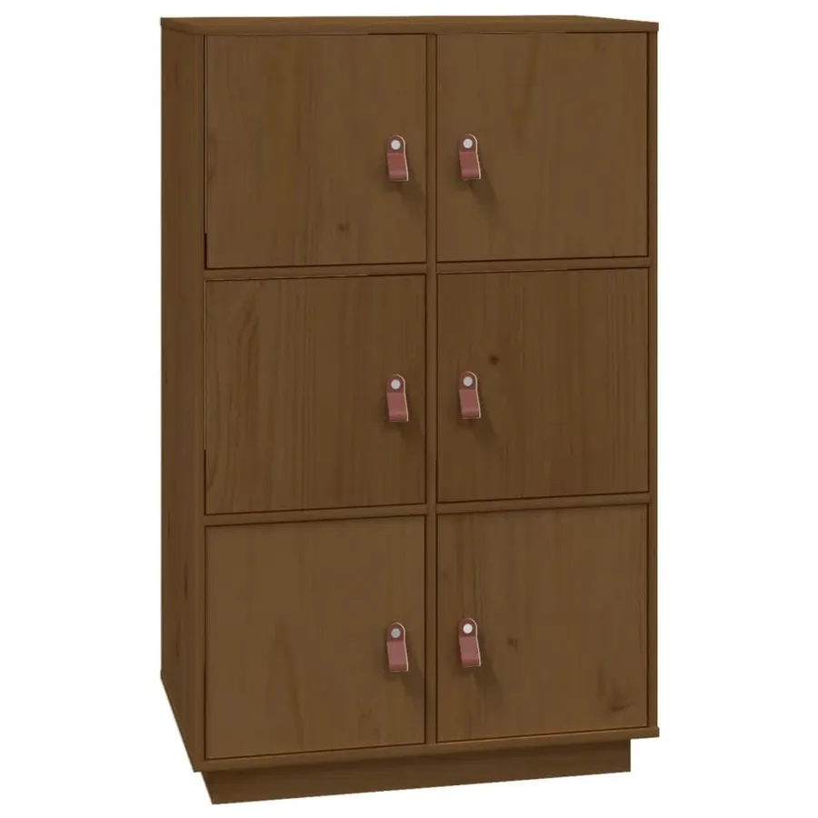 Buffet haut Marron miel 67x40x108,5 cm Bois massif de pin - 2