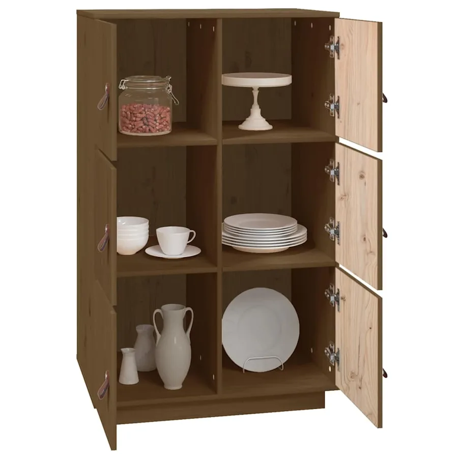 Buffet haut Marron miel 67x40x108,5 cm Bois massif de pin - 3