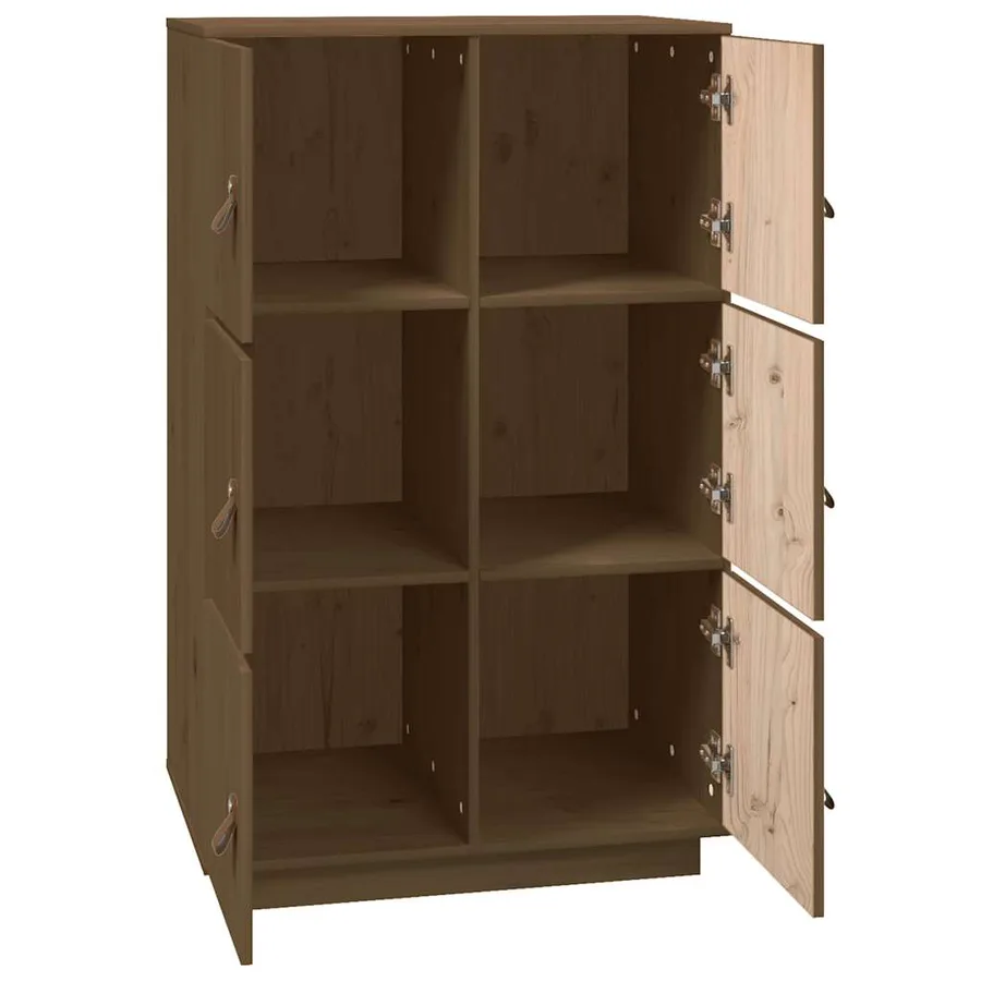 Buffet haut Marron miel 67x40x108,5 cm Bois massif de pin - 4