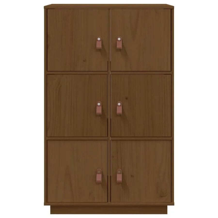Buffet haut Marron miel 67x40x108,5 cm Bois massif de pin - 5
