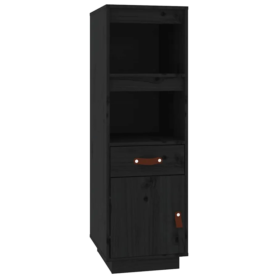 Buffet haut Noir 34x40x108,5 cm Bois massif de pin - 2