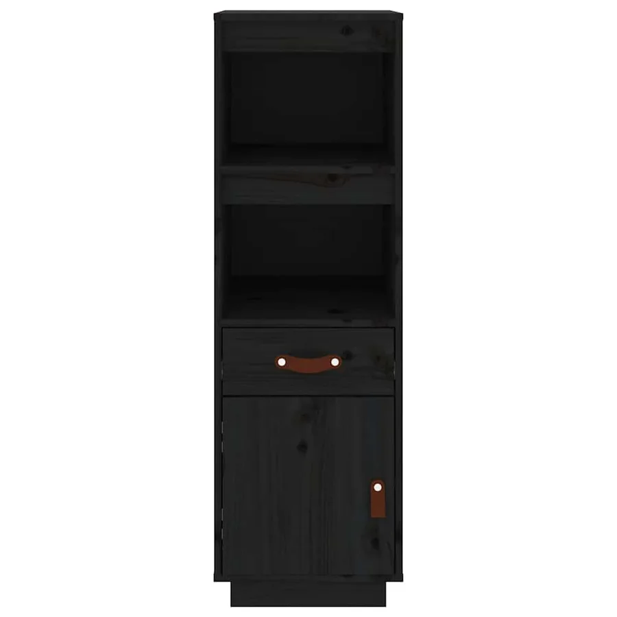 Buffet haut Noir 34x40x108,5 cm Bois massif de pin - 5
