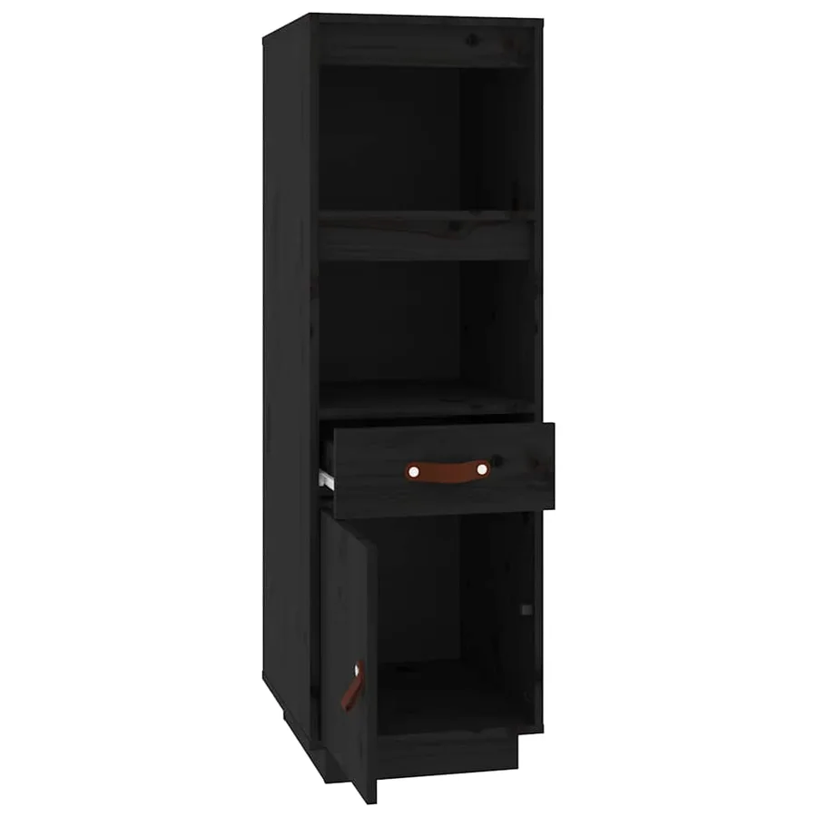 Buffet haut Noir 34x40x108,5 cm Bois massif de pin - 6