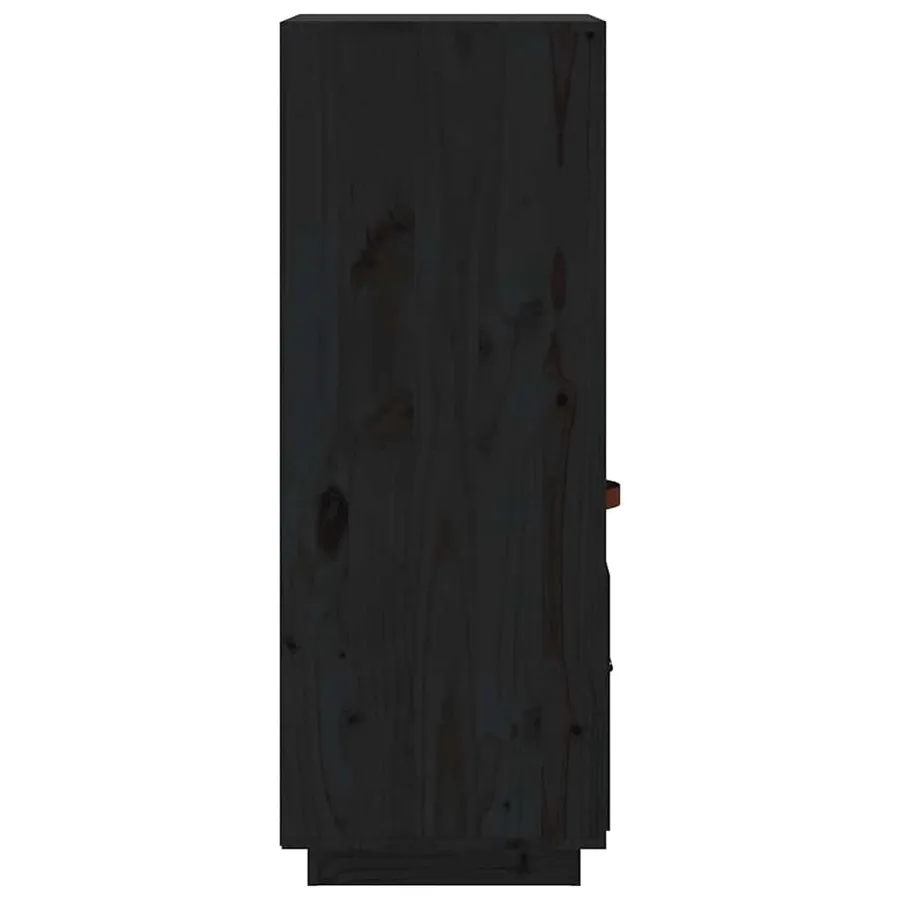 Buffet haut Noir 34x40x108,5 cm Bois massif de pin - 7