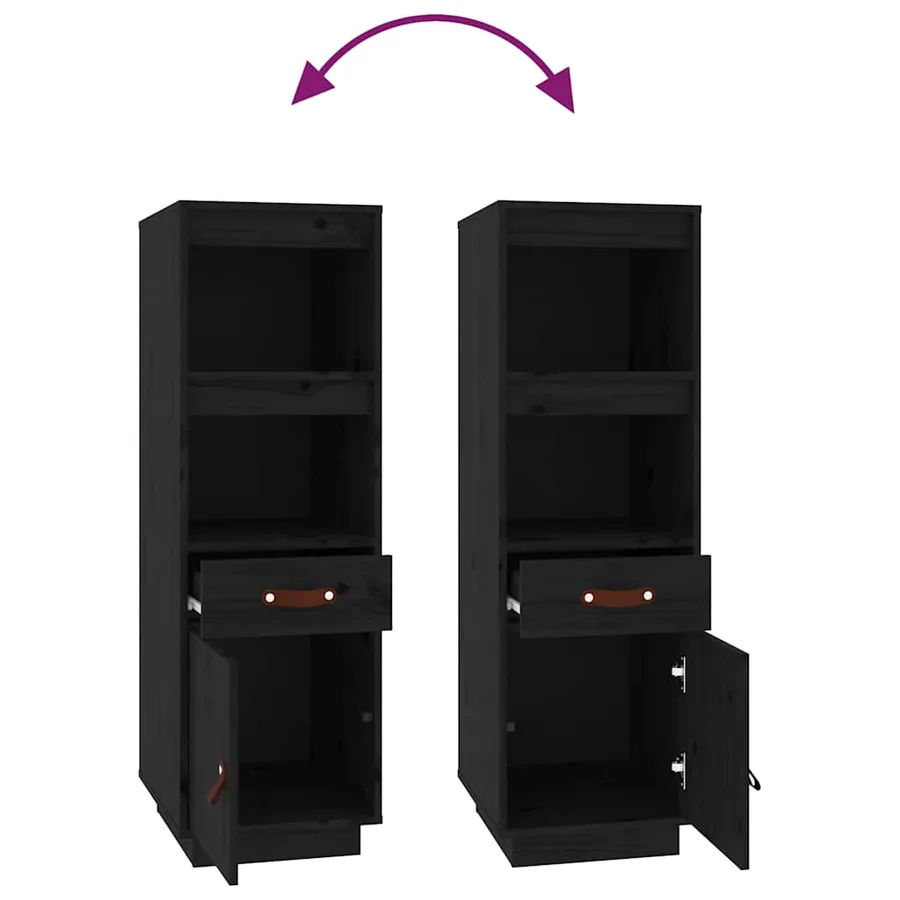 Buffet haut Noir 34x40x108,5 cm Bois massif de pin - 8