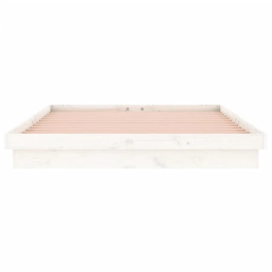 Cadre de lit à LED sans matelas blanc 140x190 cm bois massif - 7