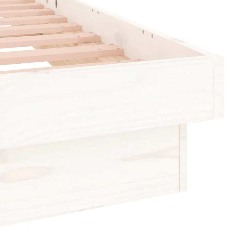Cadre de lit à LED sans matelas blanc 140x190 cm bois massif - 9