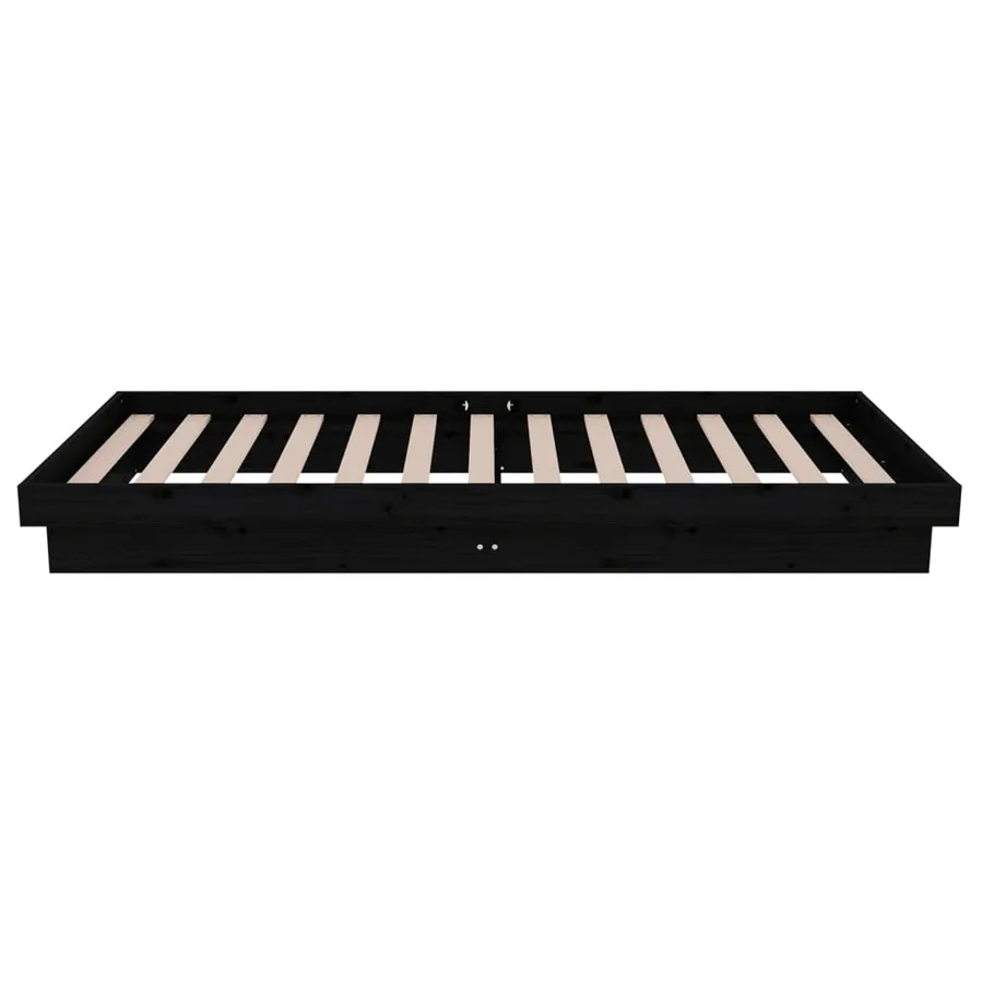 Cadre de lit sans matelas noir bois massif - 6