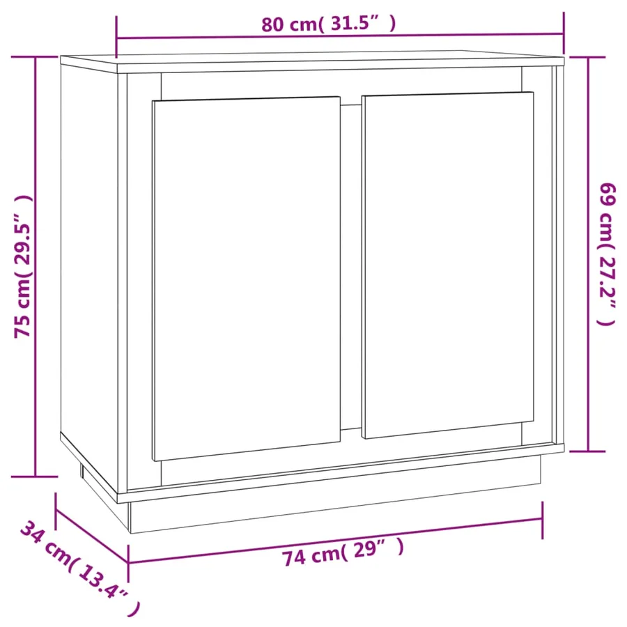 Buffet sonoma gris 80x34x75 cm bois d'ingénierie - 8