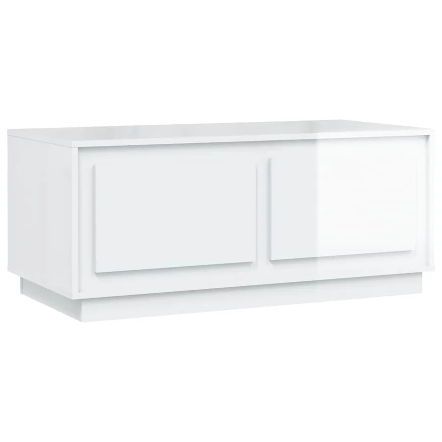 Table basse Blanc brillant 102x50x44 cm bois d'ingénierie - 2