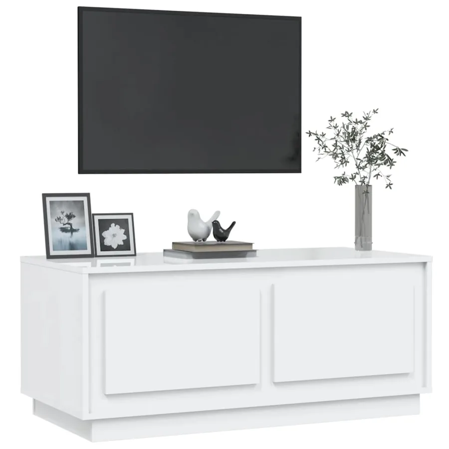 Table basse Blanc brillant 102x50x44 cm bois d'ingénierie - 4