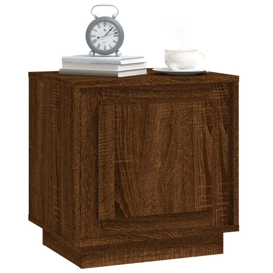 Table de chevet chêne marron 44x35x45 cm bois d'ingénierie - 4