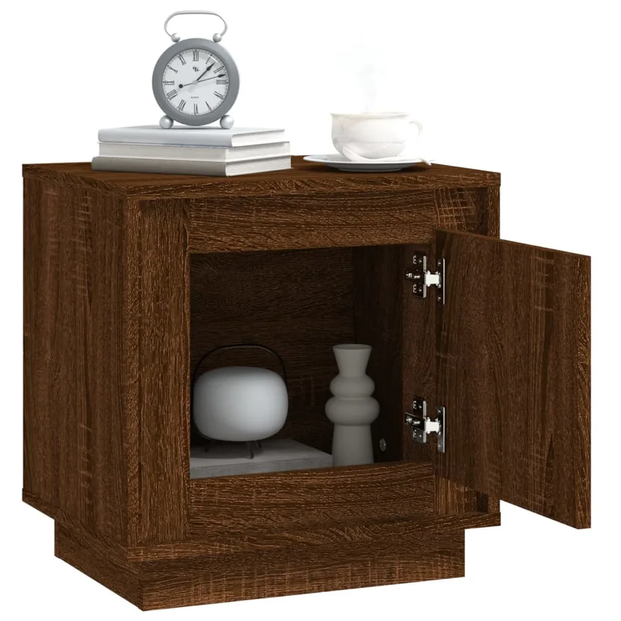Table de chevet chêne marron 44x35x45 cm bois d'ingénierie - 5