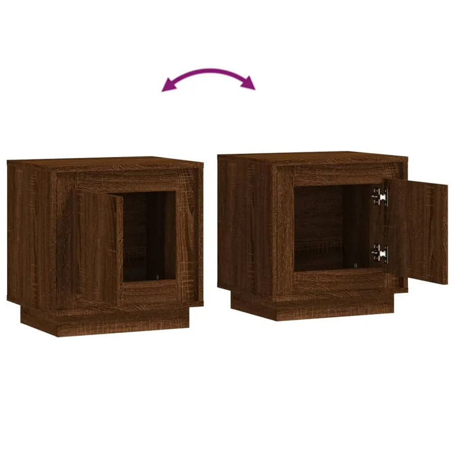 Table de chevet chêne marron 44x35x45 cm bois d'ingénierie - 9