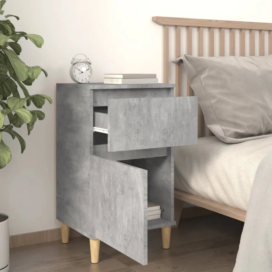Table de chevet gris béton 40x35x70 cm - 3