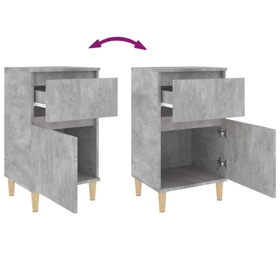Table de chevet gris béton 40x35x70 cm - 9