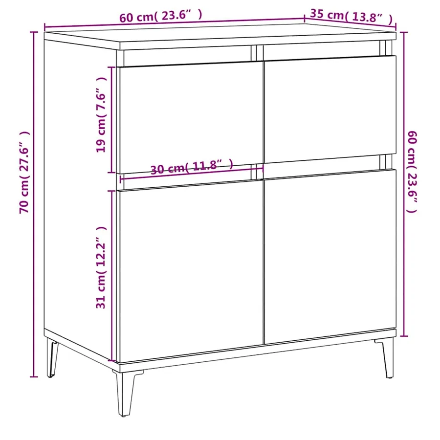 Buffet Chêne sonoma 60x35x70 cm Bois d'ingénierie - 10
