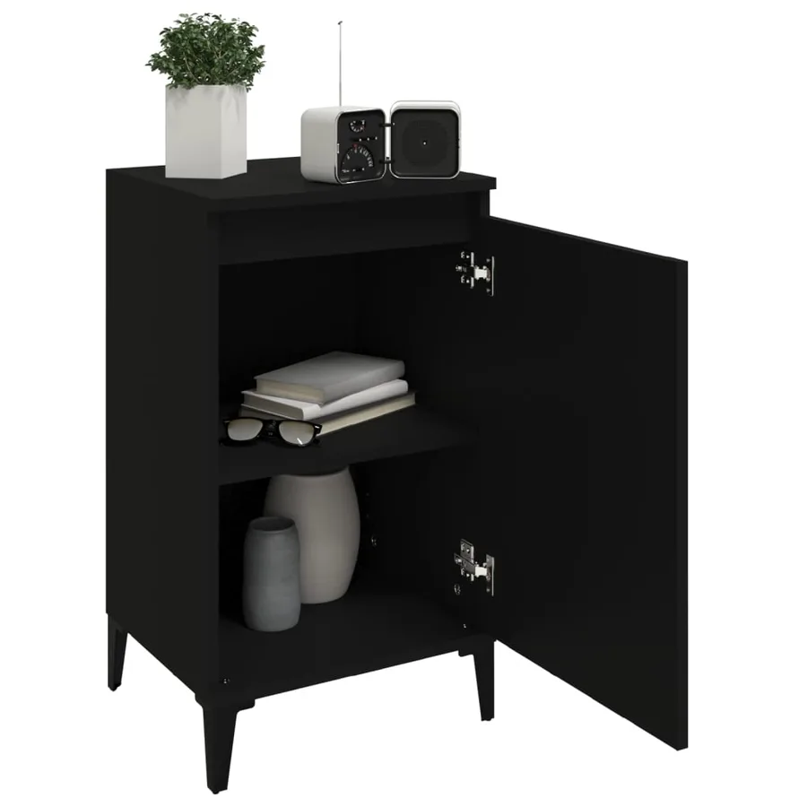 Tables de chevet 2 pcs noir 40x35x70 cm bois d'ingénierie - 4