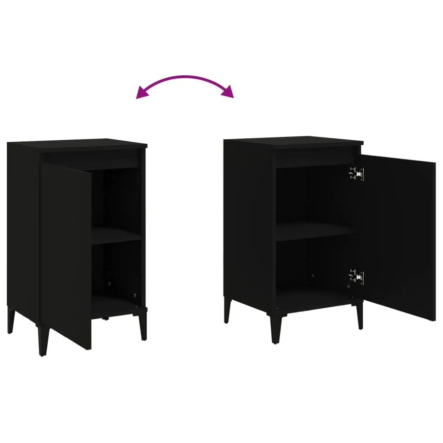 Tables de chevet 2 pcs noir 40x35x70 cm bois d'ingénierie - 9