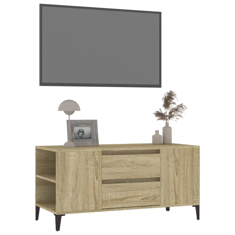 Meuble TV Chêne sonoma 102x44,5x50 cm Bois d'ingénierie - 4