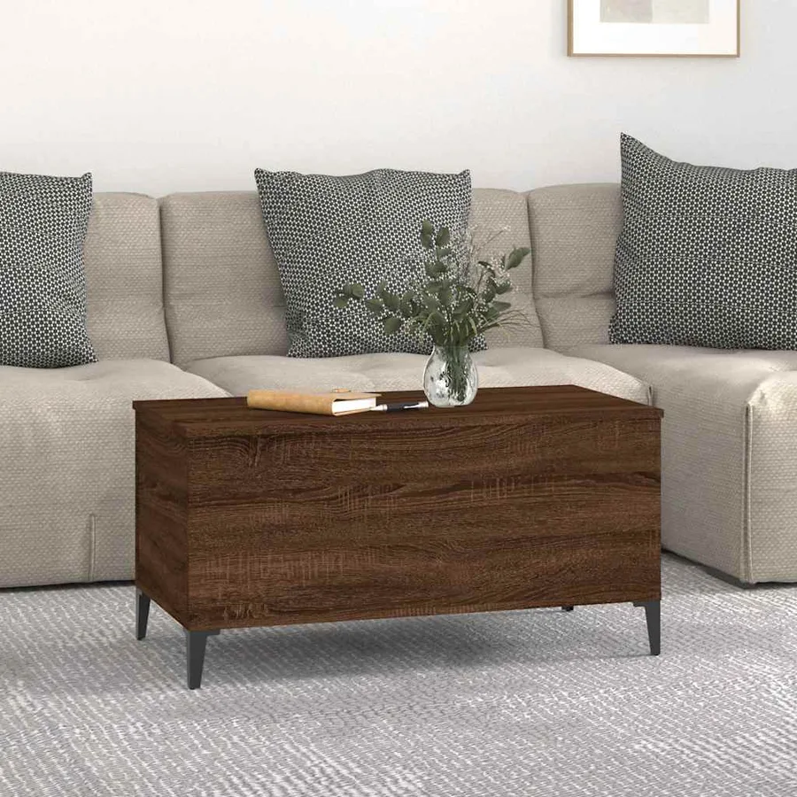 Table basse Chêne marron 90x44,5x45 cm Bois d'ingénierie - 3