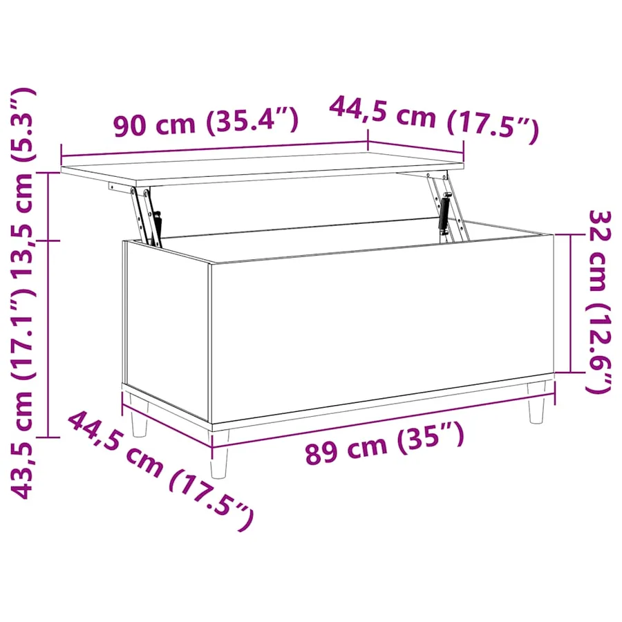 Table basse Chêne sonoma 90x44,5x45 cm Bois d'ingénierie - 8