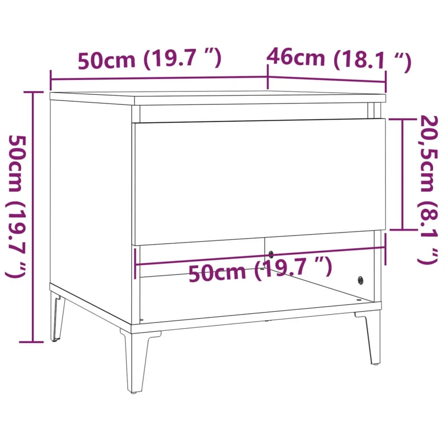 Table d'appoint Blanc 50x46x50 cm Bois d’ingénierie - 10