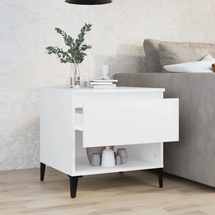 Table d'appoint Blanc 50x46x50 cm Bois d’ingénierie - 3