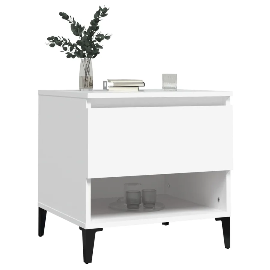 Table d'appoint Blanc 50x46x50 cm Bois d’ingénierie - 4