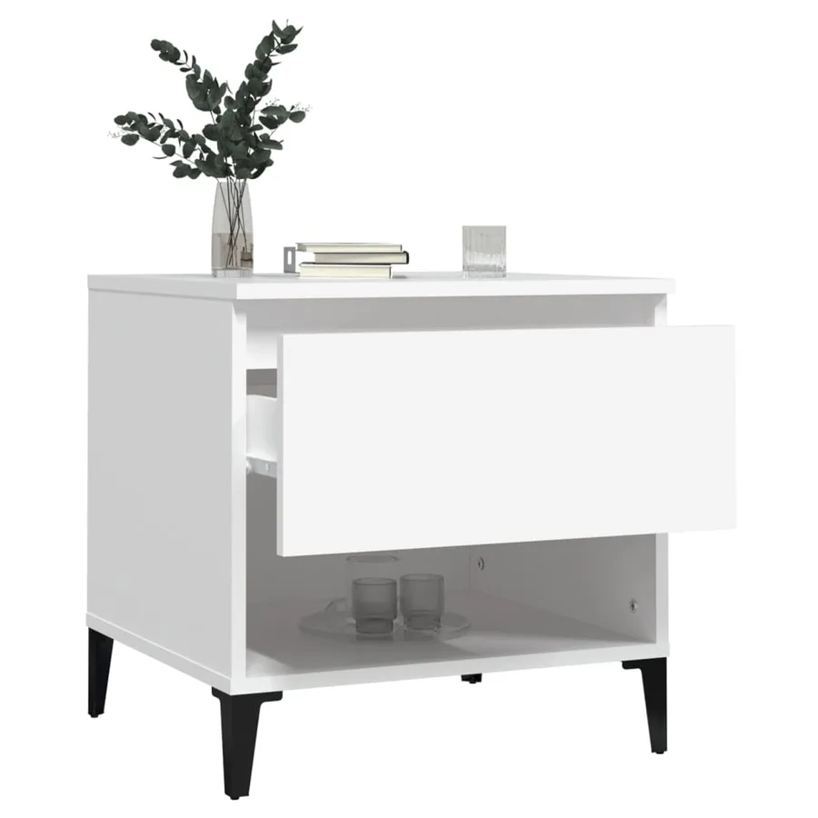 Table d'appoint Blanc 50x46x50 cm Bois d’ingénierie - 5