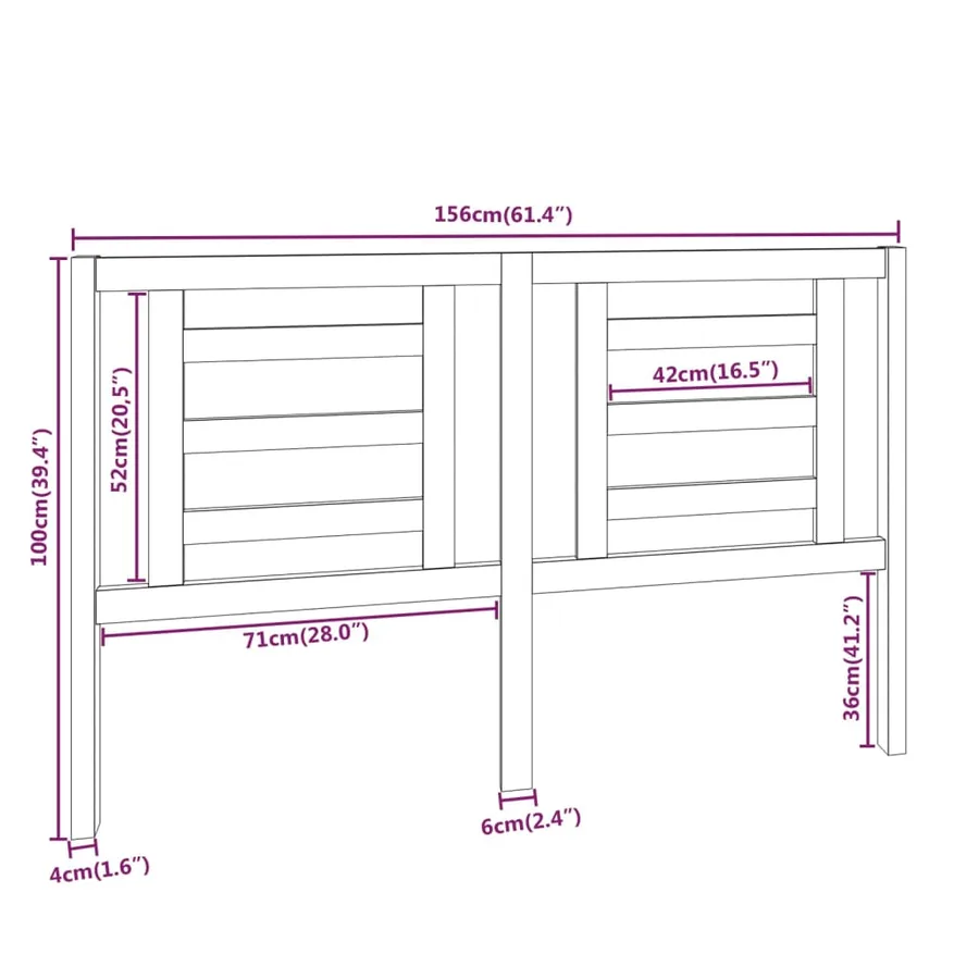Tête de lit Marron miel 156x4x100 cm Bois de pin massif - 6