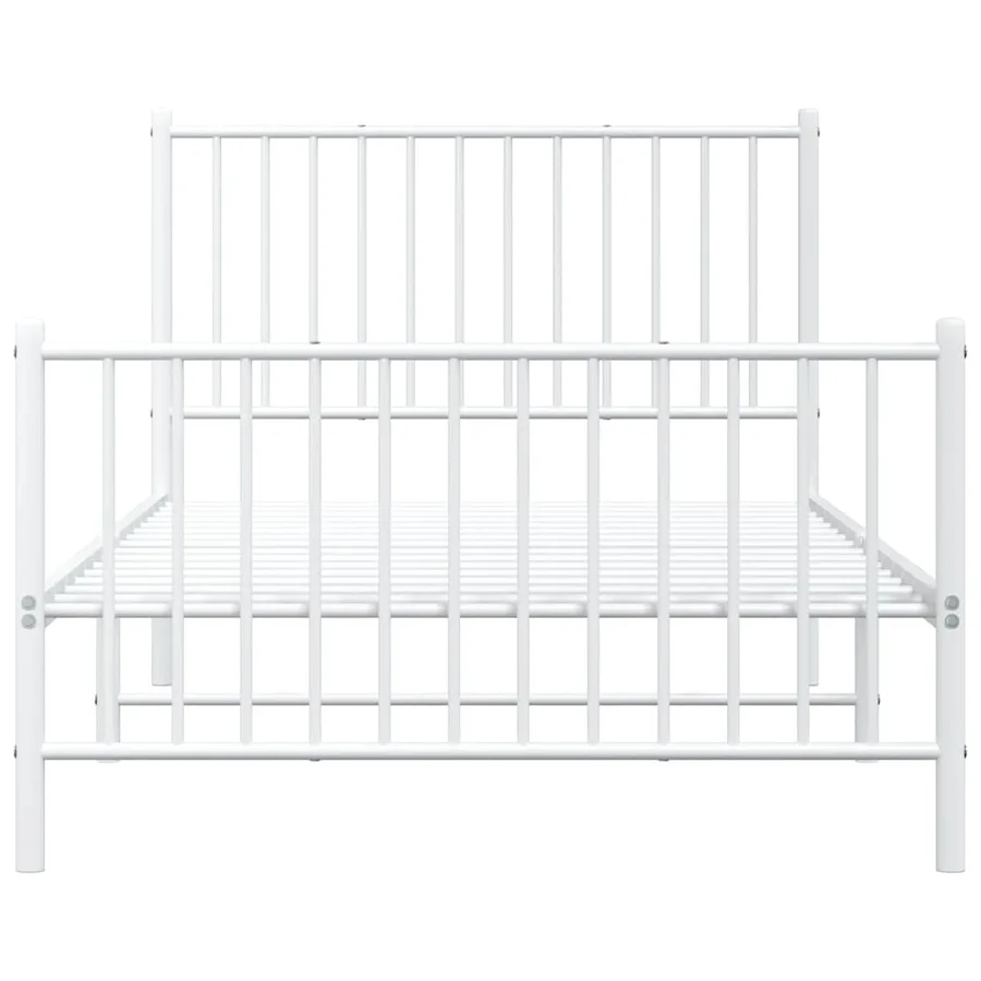 Cadre de lit métal sans matelas et pied de lit blanc 100x190 cm - 6