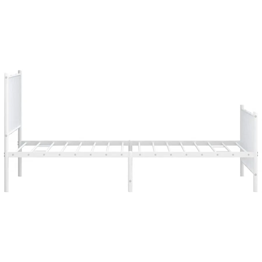 Cadre de lit métal sans matelas et pied de lit blanc 100x190 cm - 7