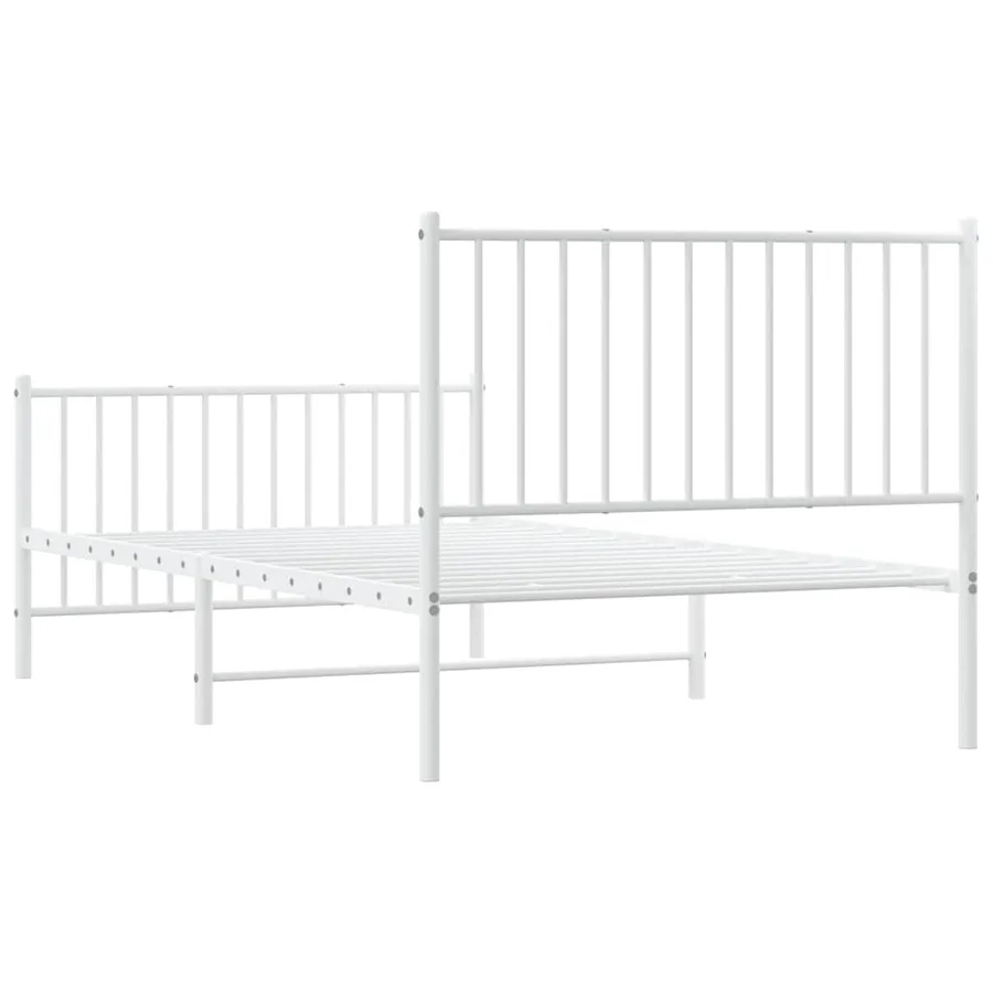 Cadre de lit métal sans matelas et pied de lit blanc 100x190 cm - 8