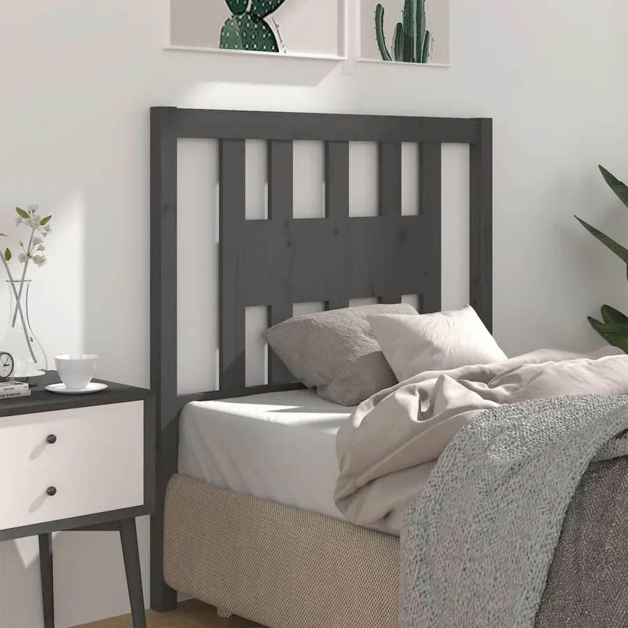 Tête de lit Gris 106x4x100 cm Bois massif de pin - 5