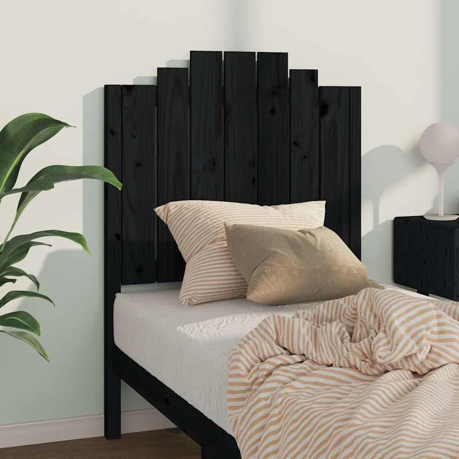 Tête de lit Noir 81x4x110 cm Bois massif de pin - 3