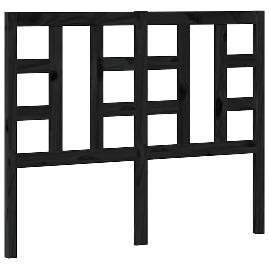 Tête de lit Noir 126x4x100 cm Bois massif de pin - 2