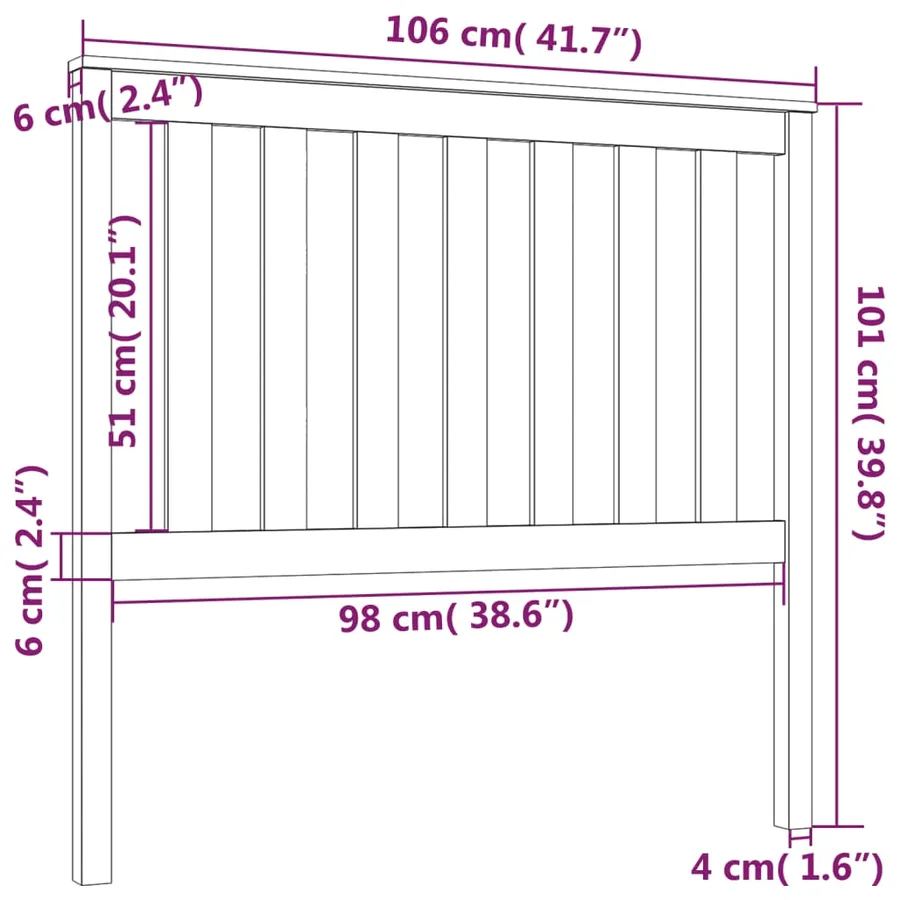 Tête de lit 106x6x101 cm Bois massif de pin - 6